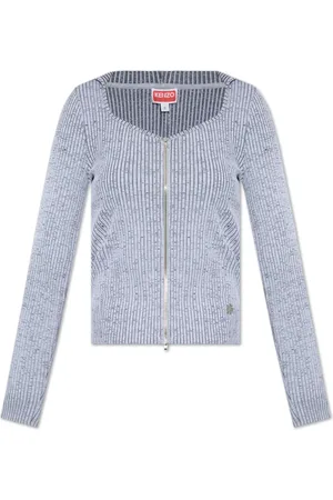 Kenzo Truien, Dames, Grijs, S, Katoen, Geribbelde Cardigan