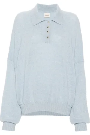 Khaite Truien, Dames, Blauw, M, Kasjmier, Blauwe Kasjmier Polo Trui