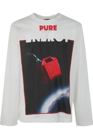 Diesel Tops, Heren, Wit, S, Leer, Sophisticated Crane Long Sleeve T-Shirt