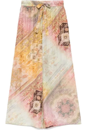 ZIMMERMANN Broeken, Dames, Veelkleurig, M, Tallow Relaxed Pant
