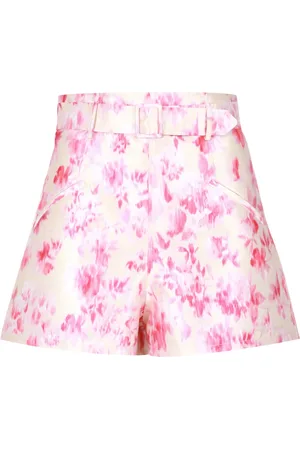 Serafini Korte broeken, Dames, Veelkleurig, XS, Satijn, Abstract Print Satin Shorts