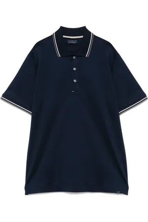 Paul & Shark Tops, Heren, Blauw, M, Katoen, Katoenen polo shirt met 3 knopen