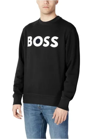 HUGO BOSS Sweatshirts & Hoodies, Heren, Zwart, S, Katoen, Zwart Print Lange Mouw Sweatshirt