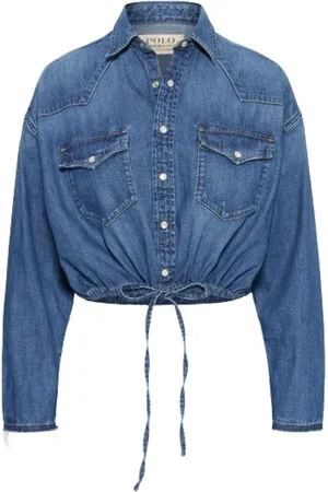 Ralph Lauren Blouses & Shirts, Dames, Blauw, L, Denim, Denim Crop Shirt