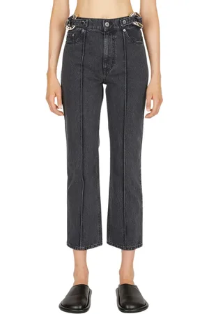 J.W.Anderson Jeans, Dames, Grijs, M, Katoen, Chain Link Slim Fit Jeans