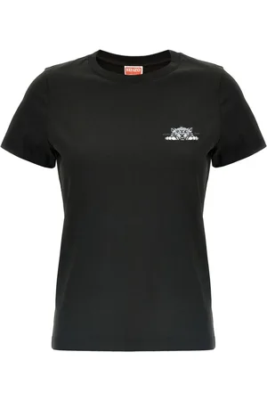 Kenzo Tops, Dames, Zwart, L, Katoen, Happy Tiger T-Shirt