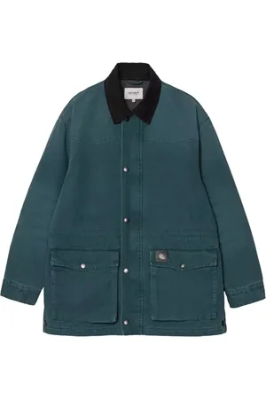 Carhartt Jassen, Heren, Blauw, L, Santa Fe Coat in Deep Lagoon