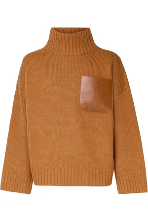 J.W.Anderson Truien, Heren, Bruin, M, Wol, Wollen coltrui met leren zak