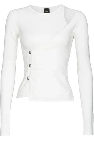 Pinko Tops, Dames, Wit, S, Katoen, Top met lange mouwen