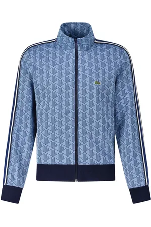 Lacoste Sweatshirts & Hoodies, Heren, Blauw, L, Monogram Jacquard Sweatjack Logo Detail