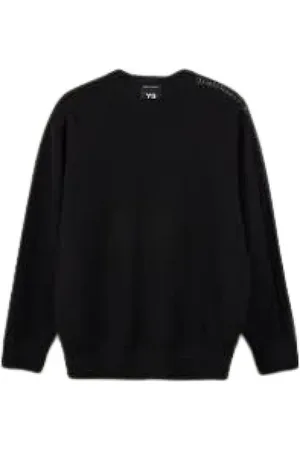 Y-3 Truien, Heren, Zwart, L, Rondgebreide trui met ronde hals