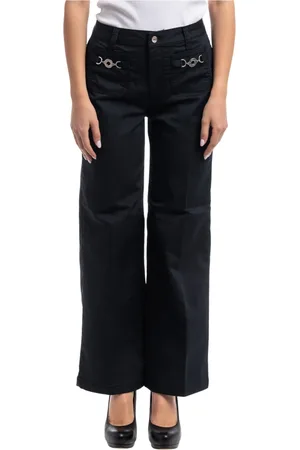 Liu Jo Broeken, Dames, Blauw, W27, Katoen, Flare Cropped Broek
