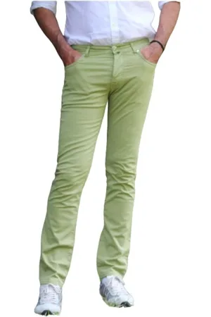 Jacob Cohen Broeken, Heren, Groen, W29, Katoen, Slim-fit Jeans