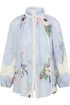 ZIMMERMANN Blouses & Shirts, Dames, Veelkleurig, M, Everley Blouse met Kantafwerking