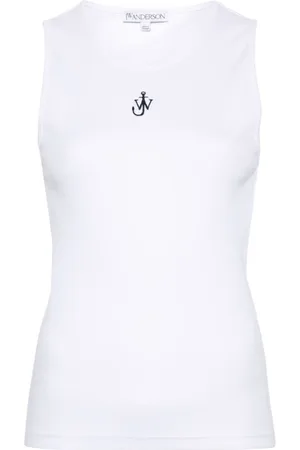 J.W.Anderson Tops, Dames, Wit, S, Katoen, Witte Ribgebreide Top zonder Mouwen