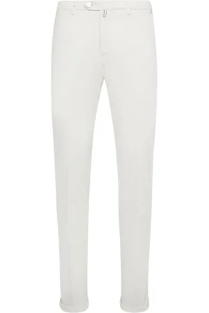 Kiton Broeken, Heren, Wit, W31, Katoen, Slim Fit Ivoorkleurige Chino Broek