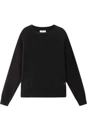 Woolrich Truien, Dames, Zwart, M, Wol, Klassieke trui met ronde hals