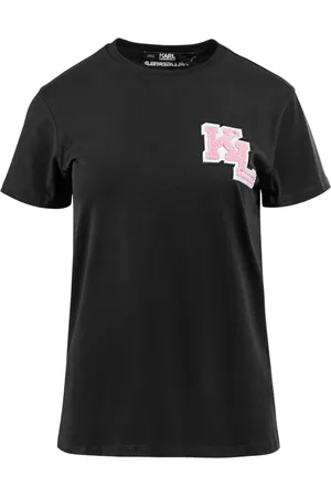 Karl Lagerfeld Tops, Dames, Zwart, M, Katoen, T-shirt