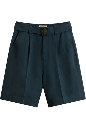 Woolrich Korte broeken, Dames, Blauw, W30, Linnen, Blauwe Linnen Shorts
