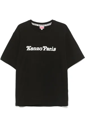 Kenzo Tops, Heren, Zwart, XL, Katoen, T-shirt met geprint logo