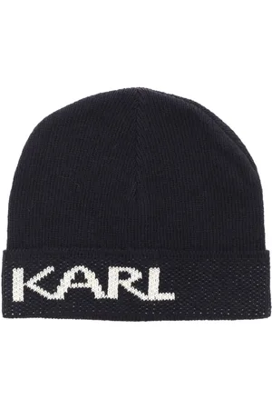 Karl Lagerfeld Accessoires, Heren, Blauw, M, Wol, Logo Inlay Beanie