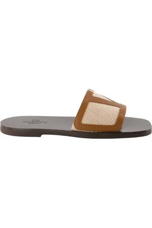 VALENTINO GARAVANI Schoenen, Heren, Bruin, 39 EU, Leer, Viva Superstar leren en canvas sliders