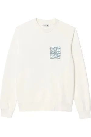 Lacoste Sweatshirts & Hoodies, Heren, Wit, XL, Moderne witte ronde hals sweatshirt