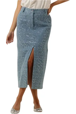 Y.A.S Rokken, Dames, Blauw, S, Polyester, Yasleodis HW Midi Rok