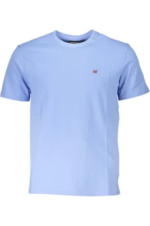 Napapijri Tops, Heren, Blauw, S, Blauw Kortemouw Geborduurd Logo T-Shirt