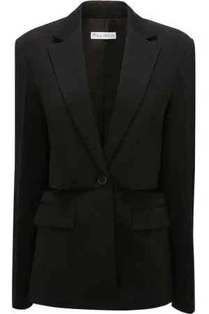 J.W.Anderson Jassen, Dames, Zwart, M, Wol, Zwarte wollen casual blazer