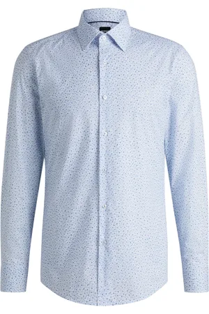 HUGO BOSS Overhemden, Heren, Blauw, L, Katoen, Overhemd