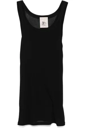 SEMICOUTURE Tops, Dames, Zwart, XS, Zwarte Mouwloze Top met Scoop Neck