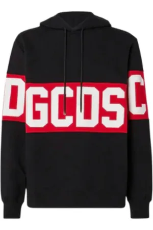 GCDS Sweatshirts & Hoodies, Heren, Zwart, XL, Katoen, Zwarte hoodie met logoprint