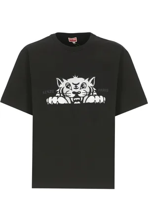 Kenzo Tops, Heren, Zwart, S, Katoen, Happy Tiger T-shirt