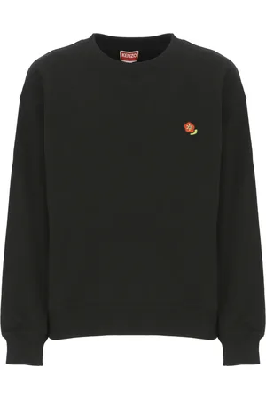 Kenzo Sweatshirts & Hoodies, Dames, Zwart, L, Katoen, Zwart katoenen sweatshirt met bloemenborduursel