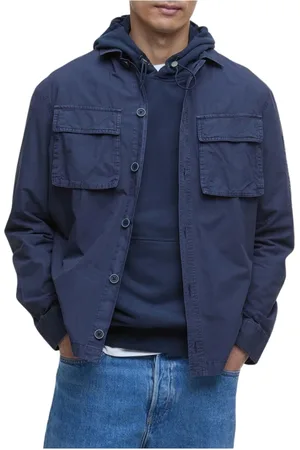 Barbour Jassen, Heren, Blauw, M, Katoen, Kenneth Garment Dye Overshirt Navy