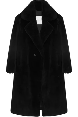 YVES SALOMON Mantels, Dames, Zwart, M, Wol, Zwarte Wollen Maxi Jas Oversize Stijl