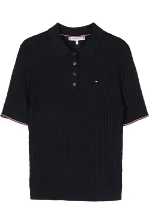 Tommy Hilfiger Tops, Heren, Blauw, L, Katoen, Polo Neck Sweater