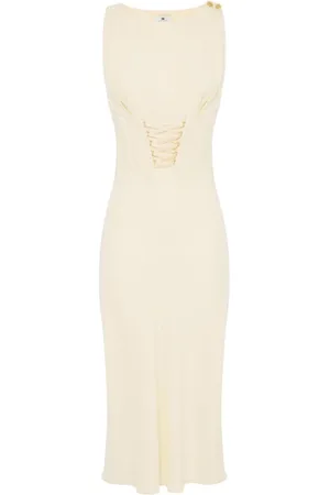 Elisabetta Franchi Kleedjes, Dames, , S, Gele Korsetstijl Uitlopende Jurk
