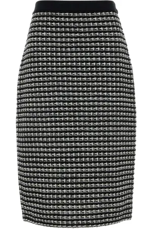 Tory Burch Rokken, Dames, Zwart, M, Tweed, Chique Geborduurde Tweed Rok
