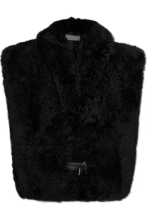 IRO Jassen, Dames, Zwart, M, Leer, Fur Vest Midaos