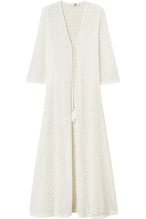 Twin-Set Badkleding, Dames, Wit, M, Katoen, Witte Zee Gehaakte Caftan