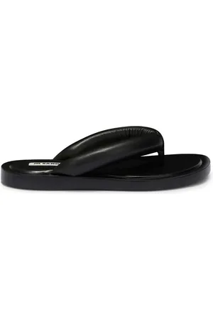 Jil Sander Schoenen, Dames, Zwart, 39 EU, Leer, Zwarte leren teenslippers
