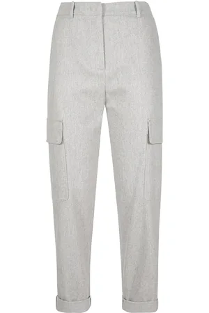 ELEVENTY Broeken, Dames, Grijs, L, Kasjmier, Cashmere Combat Broek