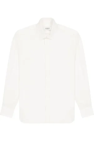 LANEUS Overhemden, Heren, Wit, XL, Zijden crepe de chine overhemd