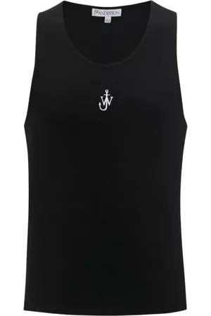 J.W.Anderson Tops, Heren, Zwart, S, Katoen, Logo T-shirt Ronde Hals Katoen