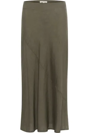 Part Two Rokken, Dames, Groen, L, Linnen, Maxi-rok met elastische tailleband