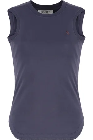 The Attico Tops, Dames, Paars, XS, Katoen, Katoenen Tanktop Afgeronde Zoom