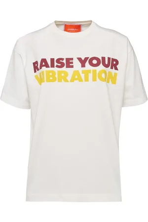 La DoubleJ Tops, Dames, Wit, XS, Katoen, Rainbow Motto Oversized Tee