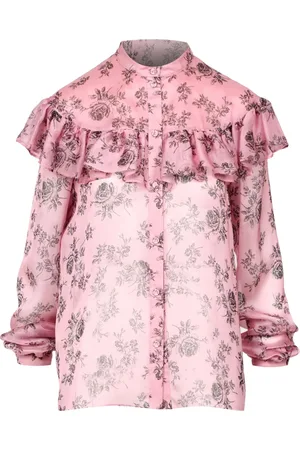 Serafini Blouses & Shirts, Dames, Roze, S, Silk Blend Shirt met bloemenprint